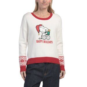 PEANUTS Cloud Dancer Crew Neck Snoopy Sweater